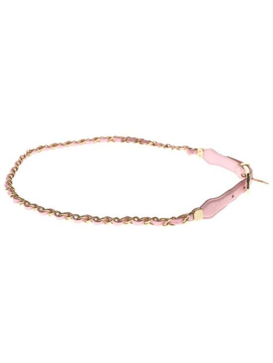 Chanel CC Logo Leather Chain Belt Pink Gold main image 6